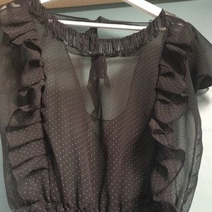 Vintage black dress with ruffle and fringe